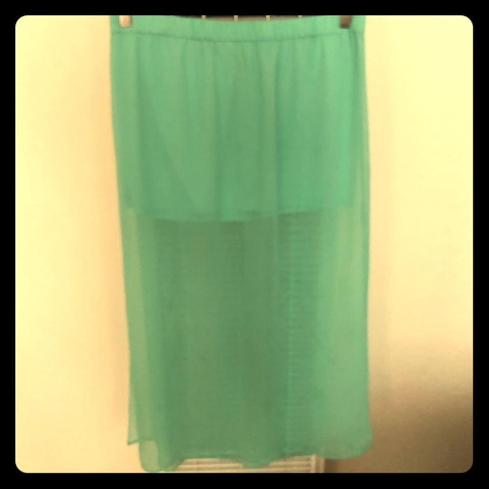 Mint Green Sheer mini/maxi skirt